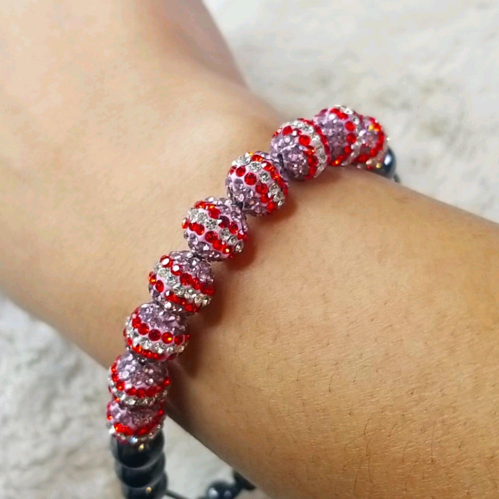 Red, Purple and White Crystal Bracelet